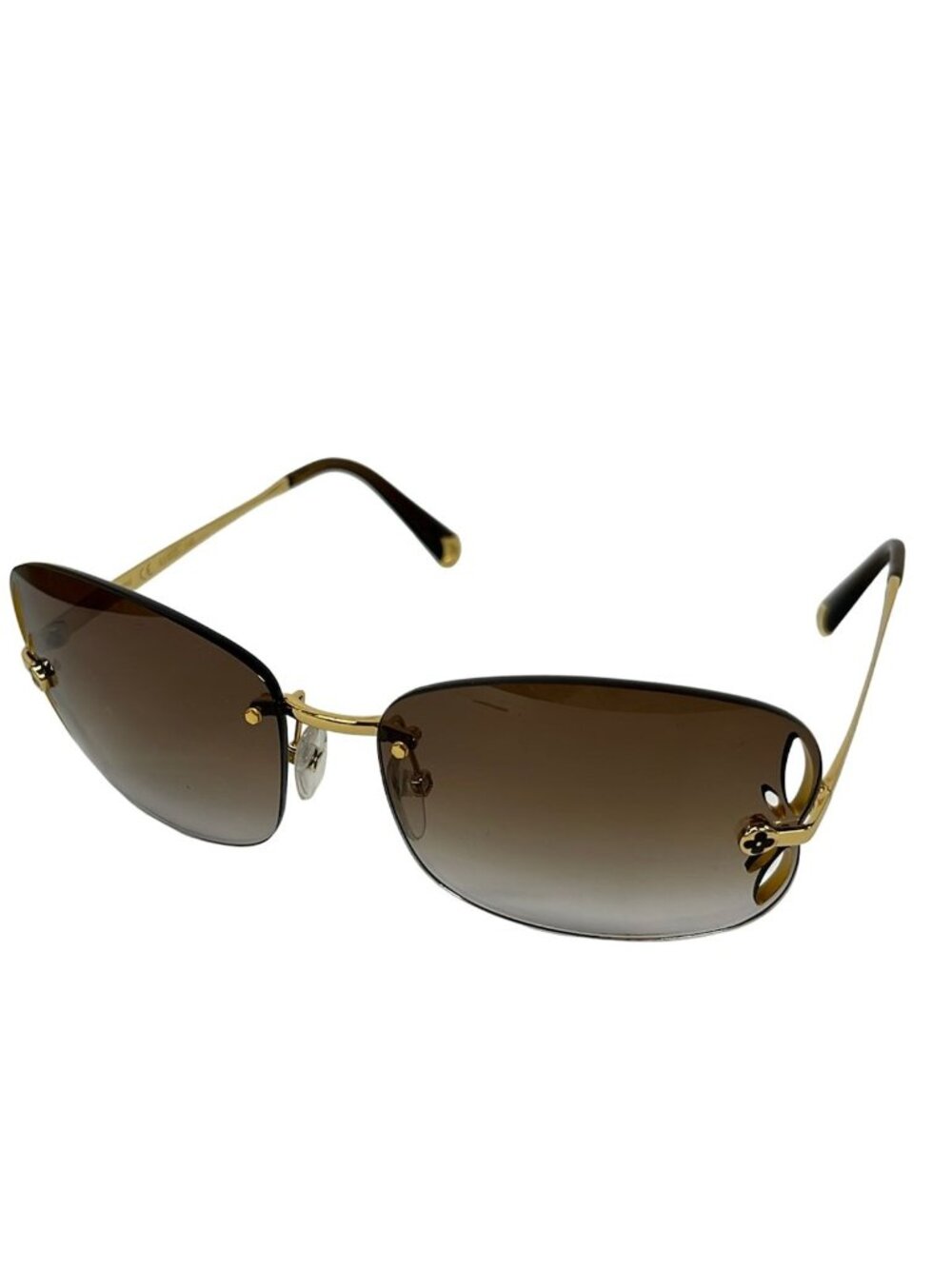 Louis Vuitton Sunglasses Lily Dark Brown Gold Glitter Rimless Eyewear